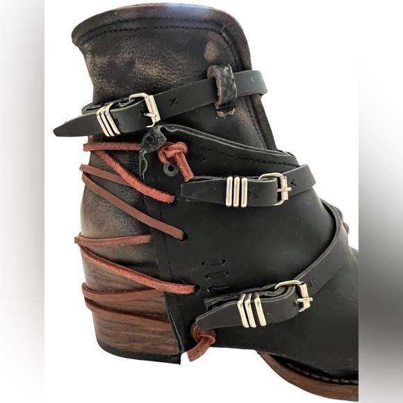Freebird Crue Black Multi Leather Ankle Boot Rustic Western Size 8 New In Box - Picture 6 of 13